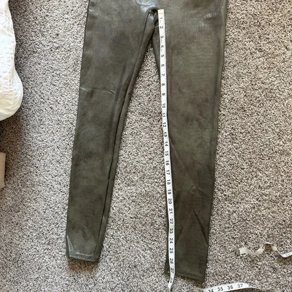 Spanx Faux leather croc leggings in olive green